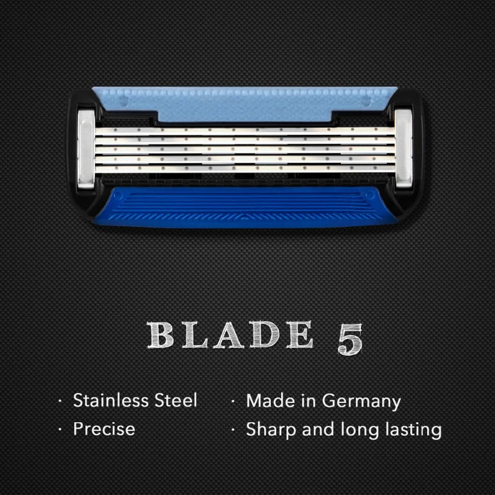 Qshave Black Spider Razor with Precision Trimmer | 6-Blade & 5-Blade Cartridges | Premium Manual Shaving for Men & Women