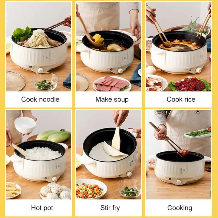 Compact 2-in-1 Electric Cooker – Non-Stick Mini Pot for Fast Meals, Soups & Rice | Ideal for 1-2 People