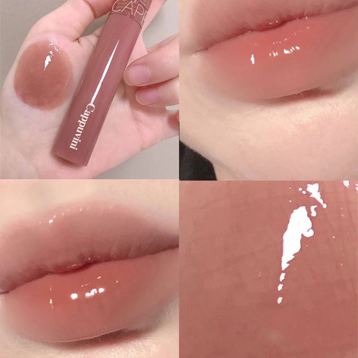 Waterproof Mirror Jelly Lip Glaze 6 Colors Water-light Lip Gloss Long Lasting Moisturising Glossy Red Tint Lips Makeup Cosmetics