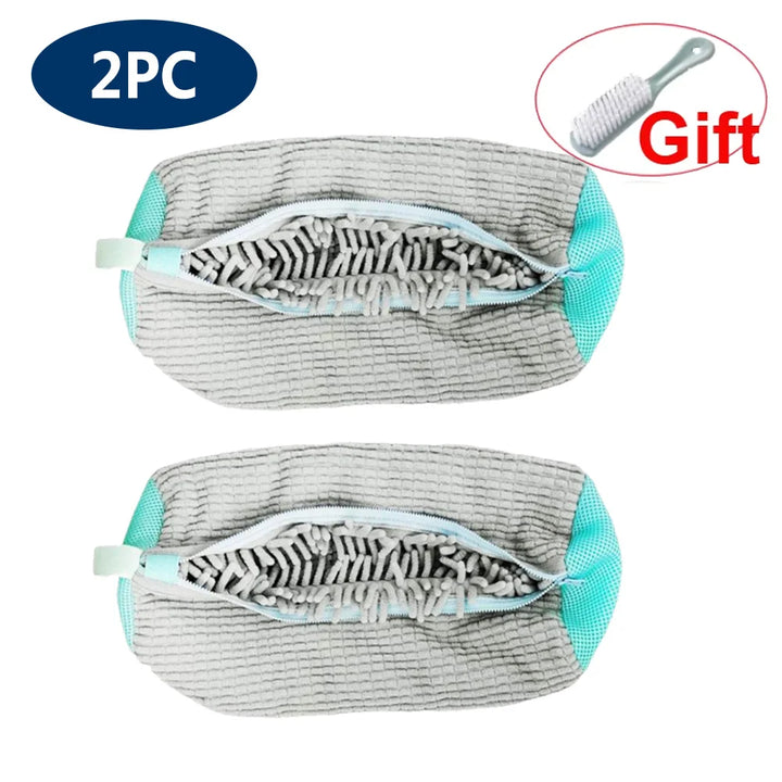 Shoe Washing Machine Bag Laundry Washer Dryer Reusable All Shoe Types Sizes Zipper Closure Padded Fluffy Fibers Sneaker Cleaning