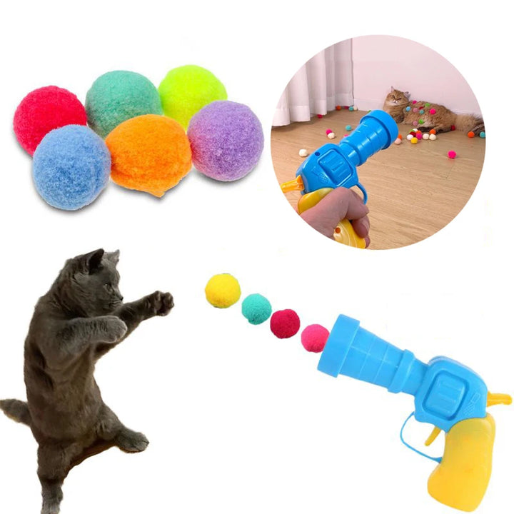 Interactive Plush Ball Launcher Toy for Cats – Fun Shooting Game for Indoor Kittens | Self-Play Pet Toy