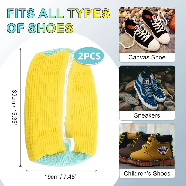 Shoe Washing Machine Bag Laundry Washer Dryer Reusable All Shoe Types Sizes Zipper Closure Padded Fluffy Fibers Sneaker Cleaning