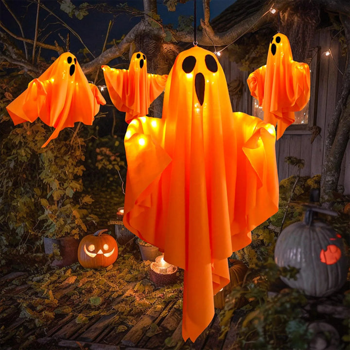 Halloween Ghost Hanging Decorations – Light-Up White Flying Ghosts for Tree, Window & Wall | Scary Halloween Ornament 50x40cm