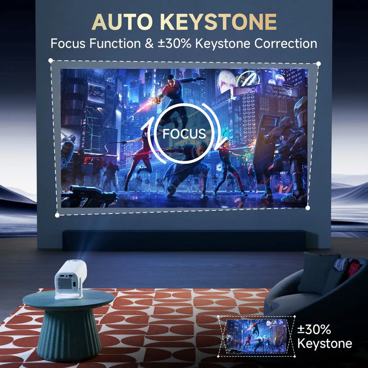 P30 PRO Smart Mini Projector Android 14 – WiFi 6, BT 5.0, 4K Support, HD 720P Home Theater & Outdoor Portable Projector