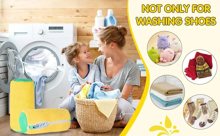 Shoe Washing Machine Bag Laundry Washer Dryer Reusable All Shoe Types Sizes Zipper Closure Padded Fluffy Fibers Sneaker Cleaning