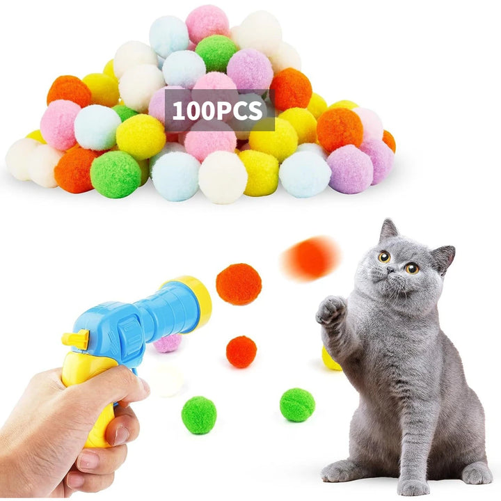 Interactive Plush Ball Launcher Toy for Cats – Fun Shooting Game for Indoor Kittens | Self-Play Pet Toy