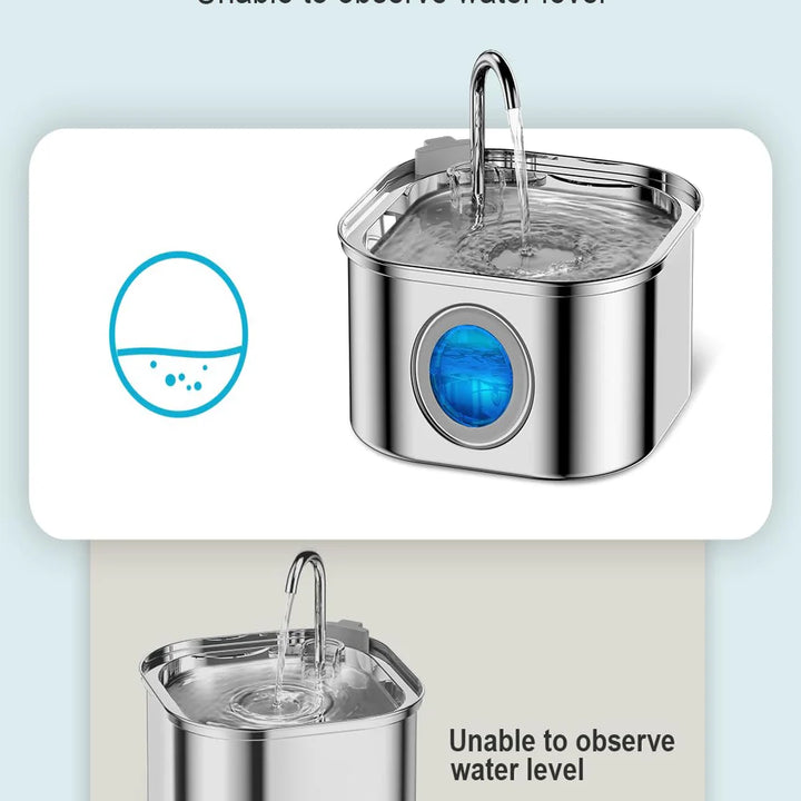 3.2L Stainless Steel Pet Water Feeder – Auto Cat Fountain & Smart Dog Water Dispenser with Visual Window | Quiet Flow Drinking Bowl