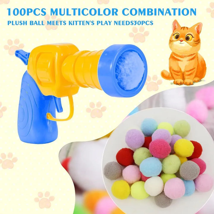 Interactive Plush Ball Launcher Toy for Cats – Fun Shooting Game for Indoor Kittens | Self-Play Pet Toy