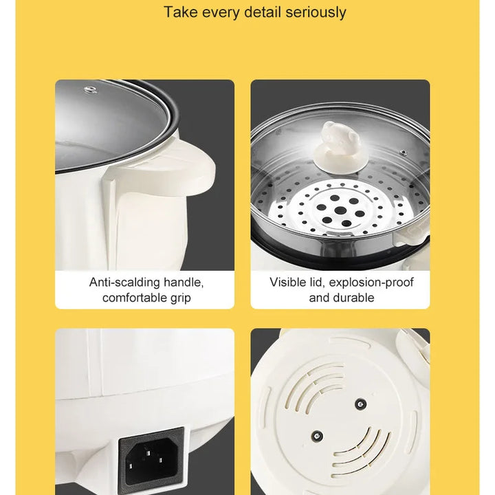 Compact 2-in-1 Electric Cooker – Non-Stick Mini Pot for Fast Meals, Soups & Rice | Ideal for 1-2 People