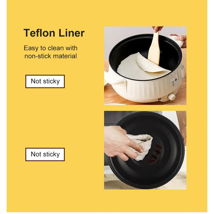 Compact 2-in-1 Electric Cooker – Non-Stick Mini Pot for Fast Meals, Soups & Rice | Ideal for 1-2 People