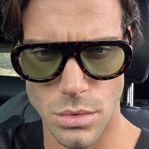 SO&EI Vintage Pilot Sunglasses – Retro Candy Color UV400 Shades for Men & Women | Fashion Leopard Punk Style