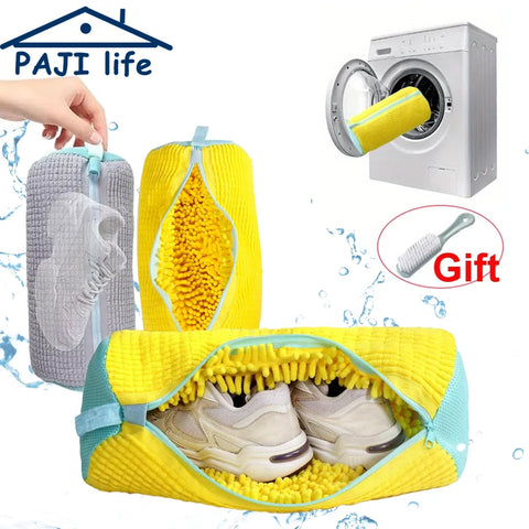 Shoe Washing Machine Bag Laundry Washer Dryer Reusable All Shoe Types Sizes Zipper Closure Padded Fluffy Fibers Sneaker Cleaning