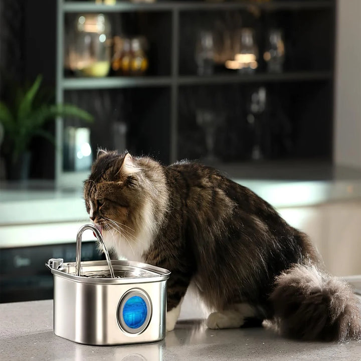3.2L Stainless Steel Pet Water Feeder – Auto Cat Fountain & Smart Dog Water Dispenser with Visual Window | Quiet Flow Drinking Bowl