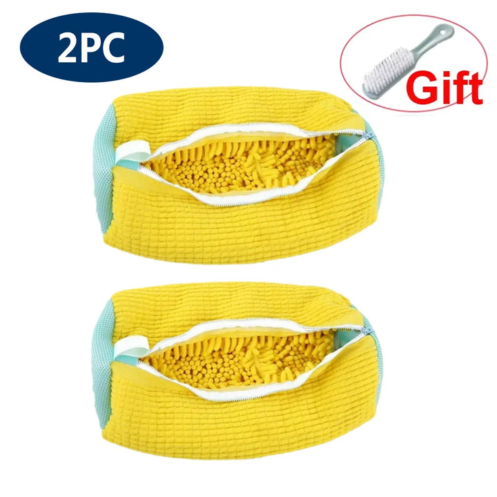 Shoe Washing Machine Bag Laundry Washer Dryer Reusable All Shoe Types Sizes Zipper Closure Padded Fluffy Fibers Sneaker Cleaning