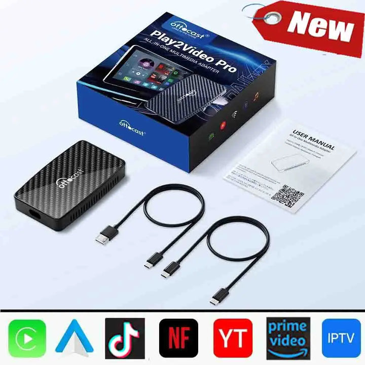 OTTOCAST Play2Video Pro – Wireless CarPlay & Android Auto AI Box | Built-in YouTube, Netflix & TV Apps for 99% of Cars
