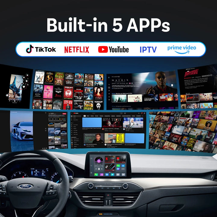 OTTOCAST Play2Video Pro – Wireless CarPlay & Android Auto AI Box | Built-in YouTube, Netflix & TV Apps for 99% of Cars