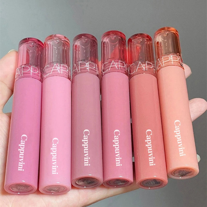 Waterproof Mirror Jelly Lip Glaze 6 Colors Water-light Lip Gloss Long Lasting Moisturising Glossy Red Tint Lips Makeup Cosmetics