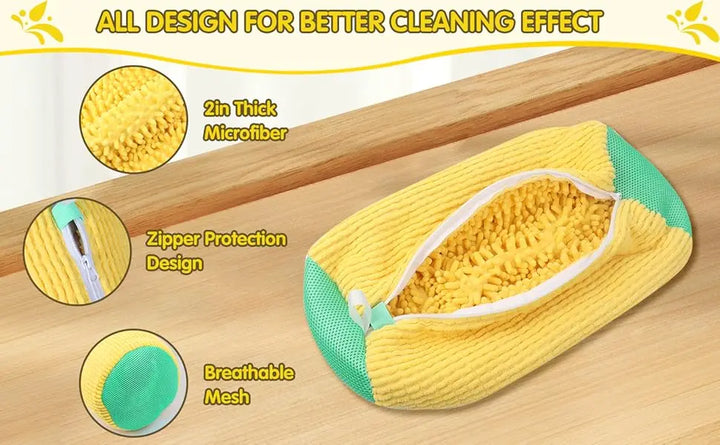 Shoe Washing Machine Bag Laundry Washer Dryer Reusable All Shoe Types Sizes Zipper Closure Padded Fluffy Fibers Sneaker Cleaning
