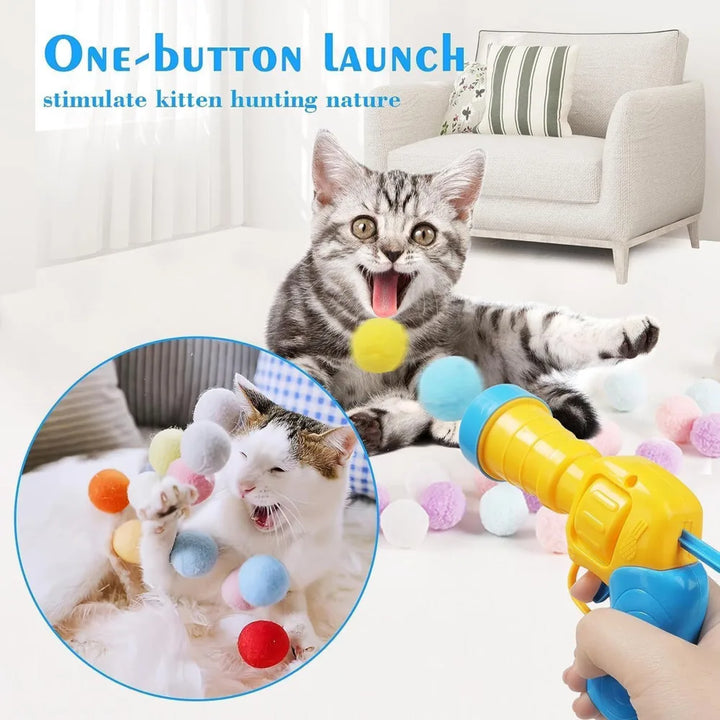 Interactive Plush Ball Launcher Toy for Cats – Fun Shooting Game for Indoor Kittens | Self-Play Pet Toy