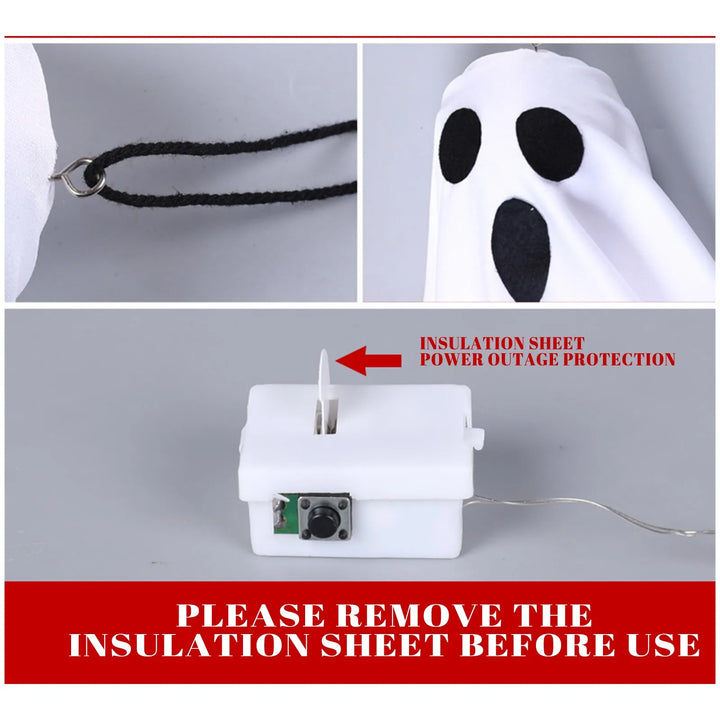 Halloween Ghost Hanging Decorations – Light-Up White Flying Ghosts for Tree, Window & Wall | Scary Halloween Ornament 50x40cm