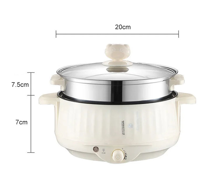 Compact 2-in-1 Electric Cooker – Non-Stick Mini Pot for Fast Meals, Soups & Rice | Ideal for 1-2 People