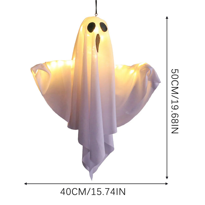 Halloween Ghost Hanging Decorations – Light-Up White Flying Ghosts for Tree, Window & Wall | Scary Halloween Ornament 50x40cm