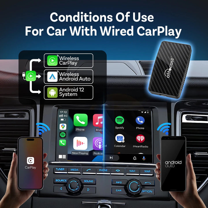 OTTOCAST Play2Video Pro – Wireless CarPlay & Android Auto AI Box | Built-in YouTube, Netflix & TV Apps for 99% of Cars