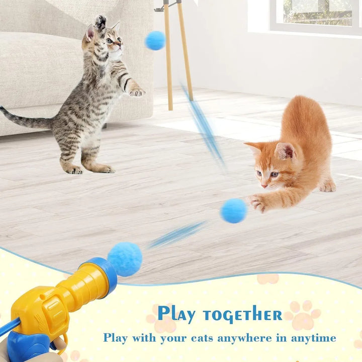 Interactive Plush Ball Launcher Toy for Cats – Fun Shooting Game for Indoor Kittens | Self-Play Pet Toy
