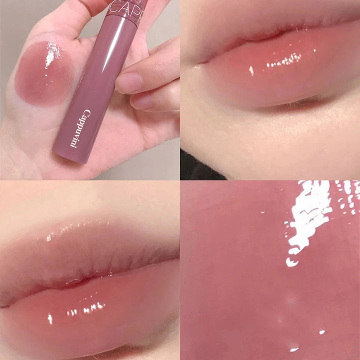 Waterproof Mirror Jelly Lip Glaze 6 Colors Water-light Lip Gloss Long Lasting Moisturising Glossy Red Tint Lips Makeup Cosmetics
