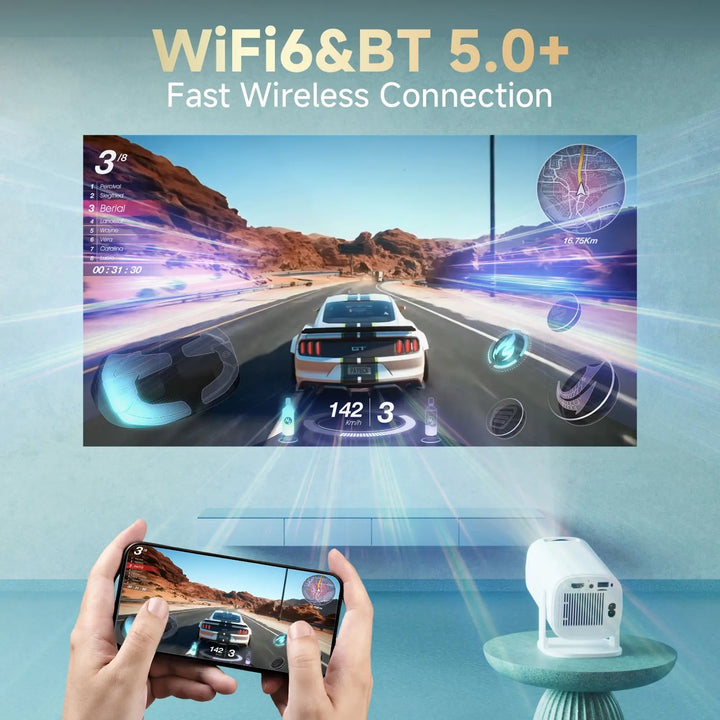 P30 PRO Smart Mini Projector Android 14 – WiFi 6, BT 5.0, 4K Support, HD 720P Home Theater & Outdoor Portable Projector